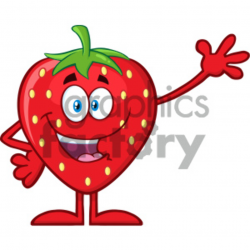 Royalty Free RF Clipart Illustration Happy Strawberry Fruit Cartoon Mascot  Character Waving For Greeting Vector Illustration Isolated On White ...