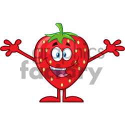 Royalty Free RF Clipart Illustration Happy Strawberry Fruit Cartoon Mascot  Character With Open Arms For Hugging Vector Illustration Isolated On White  ...