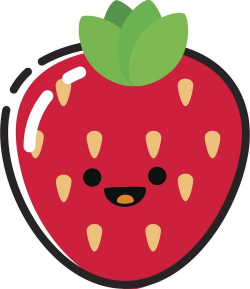Happy Cute Kawaii Fruit Cartoon Emoji - Strawberry Vinyl Decal ...