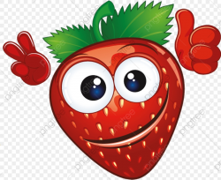 Smiling Strawberry, Strawberry Clipart, Cartoon, Personification PNG ...
