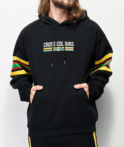 Cross Colours Stripe Logo Black Hoodie