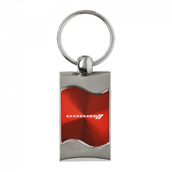 Au-TOMOTIVE GOLD Dodge Stripe Logo Rectangular Wave Red Key Fob