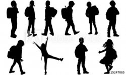 Back to School Kids Silhouette |Kid with Backpack Vector ...
