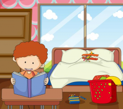 Boy study in the bedroom - Download Free Vectors, Clipart ...