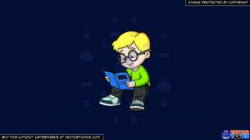 Clipart: A Boy Studying His Notes on a Solid Dark Blue 011936 Background