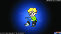 Clipart: A Boy Studying His Notes on a Blue And Black Gradient Background