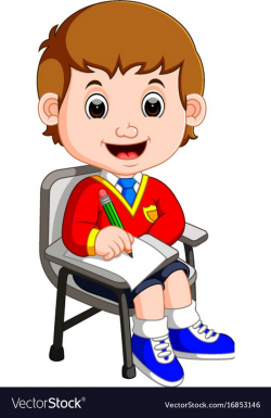 Boy student studying and writing Royalty Free Vector Image ...