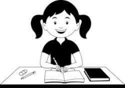 Black White Girl Doing Study Clipart » Clipart Station
