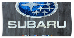 Subaru Logo Art Celebrating 2012 Usa Sales Totals Beach Towel