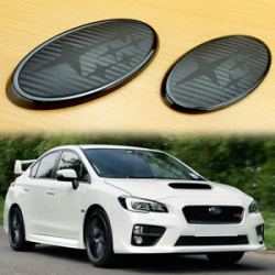 Details about Rear & Front BLACK Carbon Fiber For STI IMPREZA WRX 2014-2017  Badge Emblem