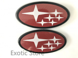 Details about SB-CBRW For Subaru Red Carbon Fiber Grille+Trunk WRX STI  Badge Emblem Sticker