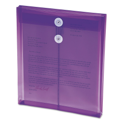 Poly String & Button Interoffice Envelopes, String & Button Closure, 9.75 x  11.63, Transparent Purple, 5/Pack