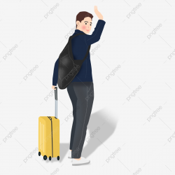 Hand Drawn Man Bidding Farewell To The Suitcase, Cartoon ...