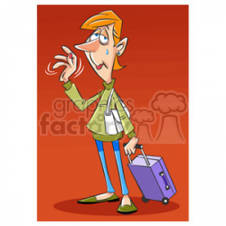 sad person leaving with a suitcase clipart. Royalty-free clipart # 394732