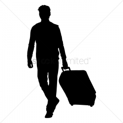 Silhouette of a man with suitcase Vector Image - 1253941 ...