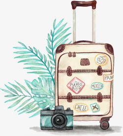 Hand Drawn Luggage Case, Summer Tour, Seaside Travel ...