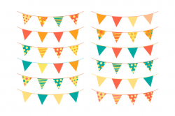 Cute summer bunting clipart, Birthday banner flags, Party pennant ...