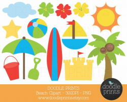 Digital Clip Art Printable, Beach Clipart, Surf Clipart, Summer ...