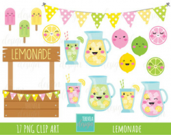 50% SALE LEMONADE clipart, summer clipart, kawaii lemon, kawaii ...