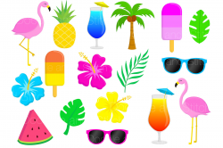 Tropical Summer Clipart Set By Doodle Art | TheHungryJPEG.com