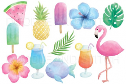 Tropical Summer Watercolor Designs ~ Illustrations ~ Creative Market