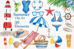 Watercolor summer clipart