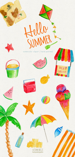 Beach clipart, Summer clipart, vacation clipart, Watercolor Summer ...