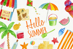 Watercolor summer clipart ~ Illustrations ~ Creative Market