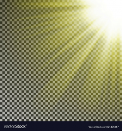 Sun ray light on top rigth corner transparent glo
