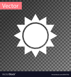 White sun icon isolated on transparent background