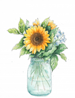 Sunflower Mason Jar Clip Art - Year of Clean Water