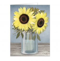 Sunflower Blue Mason Jar Rustic Note Cards