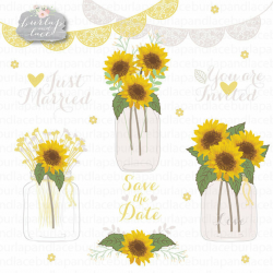 Sun flowers clipart, Wedding mason jar clipart, flower clipart ...