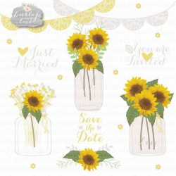 Sunflowers clipart, Wedding mason jar clipart, flower clipart ...