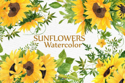 Sunflower clipart Watercolor Wreath
