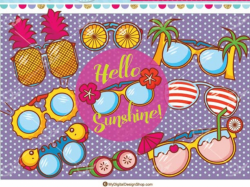 Summer Sunglasses Clipart, Vector EPS PNG, Pineapple sunnies image,Digital  Colorful beach glasses,Palm trees, Watermelon,Tropical | Meylah