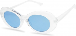 White Colorful Oval Clout Goggles Bold Retro Thick MOD 51mm Round Lens  Sunglasses