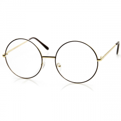 Large oversized round circular glasses that features a metal ...