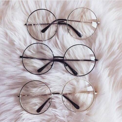 TRANSPARENT CIRCLE ROUND METALLIC FRAME KOREAN CLEAR POTTER ...