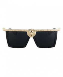 Square Flat Top Thick Plastic Super Dark Gangster Luxury Sunglasses 57mm -  Black Lens+gold Frame - CS182M6O8HO