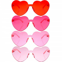 4 Pieces Heart Shaped Rimless Sunglasses Transparent Frameless Tinted  Eyewear | eBay
