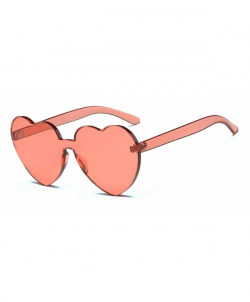 Heart Shape Rimless Sunglasses One Piece Transparent Glasses Fashion Candy  Shades - Claret - CY189M47EC6