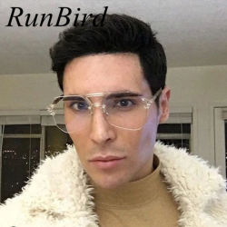 US $8.93 40% OFF|RunBird Square Hip Hop Fashion Brand Designer Sunglasses  Men Women Transparent Sun Glasses Lady Oversized Size Eyeglasses 379R-in ...