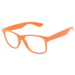 OWL ® Eyewear Retro Glasses Clear Lens Orange Frame (One Pair)