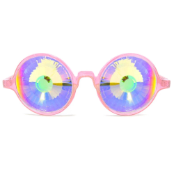 GloFX Transparent Pink Kaleidoscope Glasses - Rainbow Wormhole