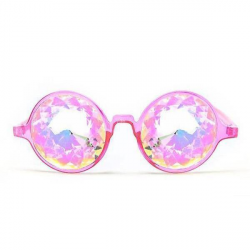 Transparent Pink Kaleidoscope Glasses - Rainbow