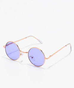 Rose Gold & Purple Round Sunglasses