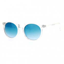 Clear Frame Sunglasses Round Keyhole Retro Fashion Color Gradient Lens