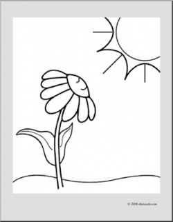 Clip Art: Daisy Sunny Day (coloring page) I abcteach.com ...