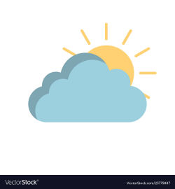 Sunny cloud icon in flat style isolated